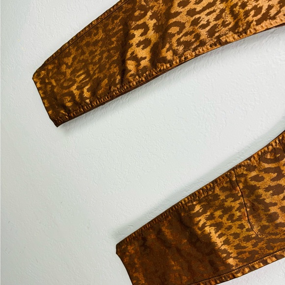 NEW 7 for All Mankind Bronze/ Gold Metallic Shiny Leopard Jeans - Picture 3 of 9